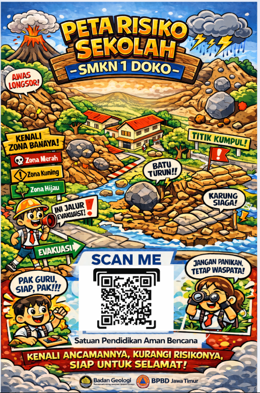 Peta Risiko Sekolah SMKN 1 Doko (Data Badan Geologi dan BPBD Jawa Timur) Peta Risiko Sekolah SMKN 1 Doko (Data Badan Geologi dan BPBD Jawa Timur)